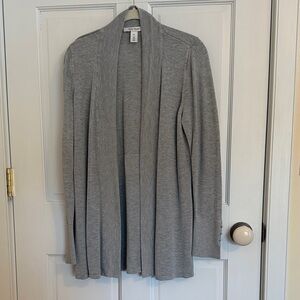 WHBM Light Gray Open Front Long Cardigan